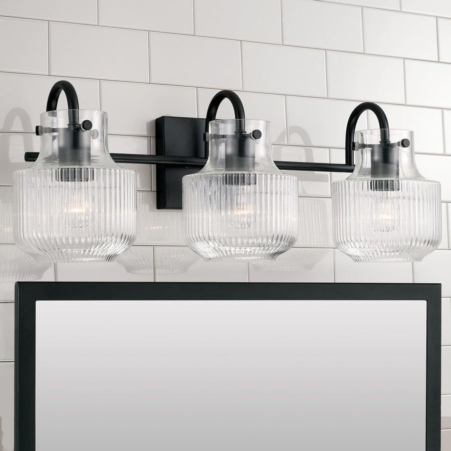 Bathroom idea with the Capital Lighting 145131MB Nyla 3 Light Vanity Matte Black, Capital Lighting