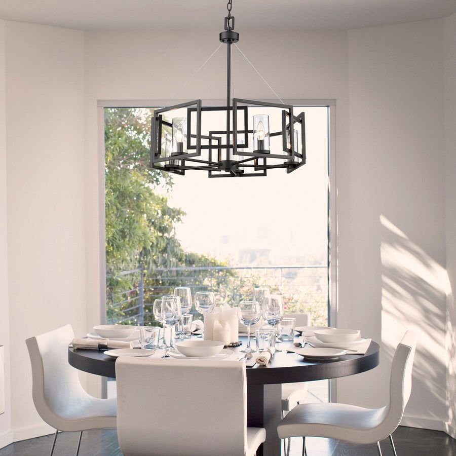 Living room idea with the Marco 5 Light Chandelier, Golden Lighting