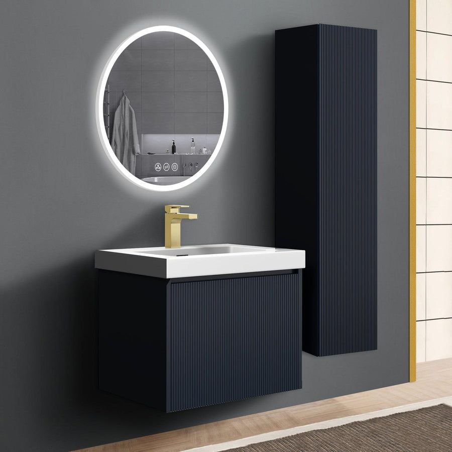 Bathroom idea with the Blossom Positano 24" 1-Drawer Night Blue Wall-Mounted Single Vanity Ba, Blossom