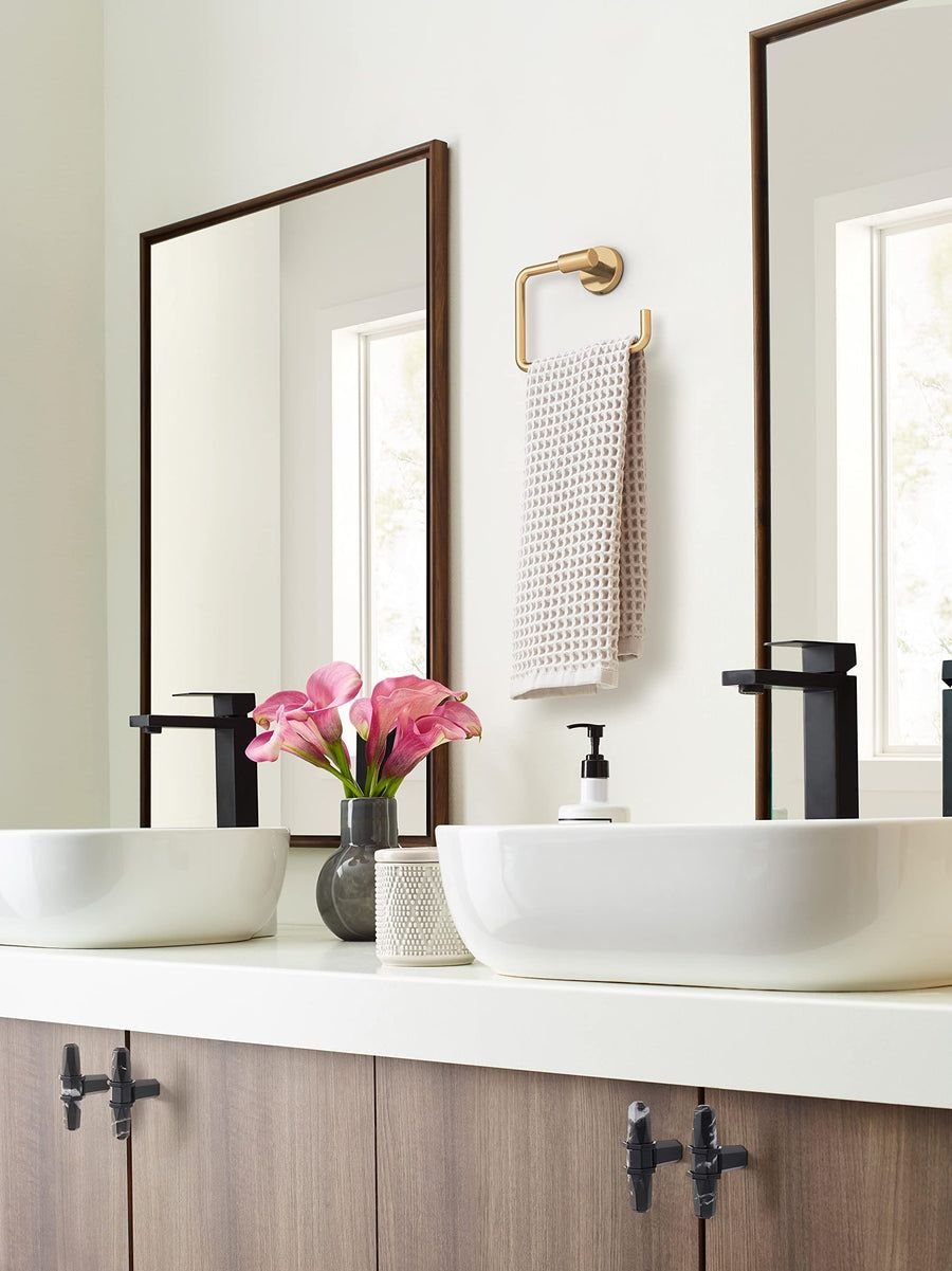 Bathroom idea with the Amerock BH26541CZ Champagne Bronze Towel Ring 6-7/16 in (164 mm) Lengt, Amerock