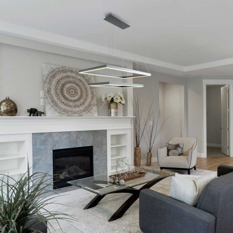 Living room idea with the VONN Atria Duo VMC31710AL 29" Integrated LED ETL Certified Chandelier, VONN