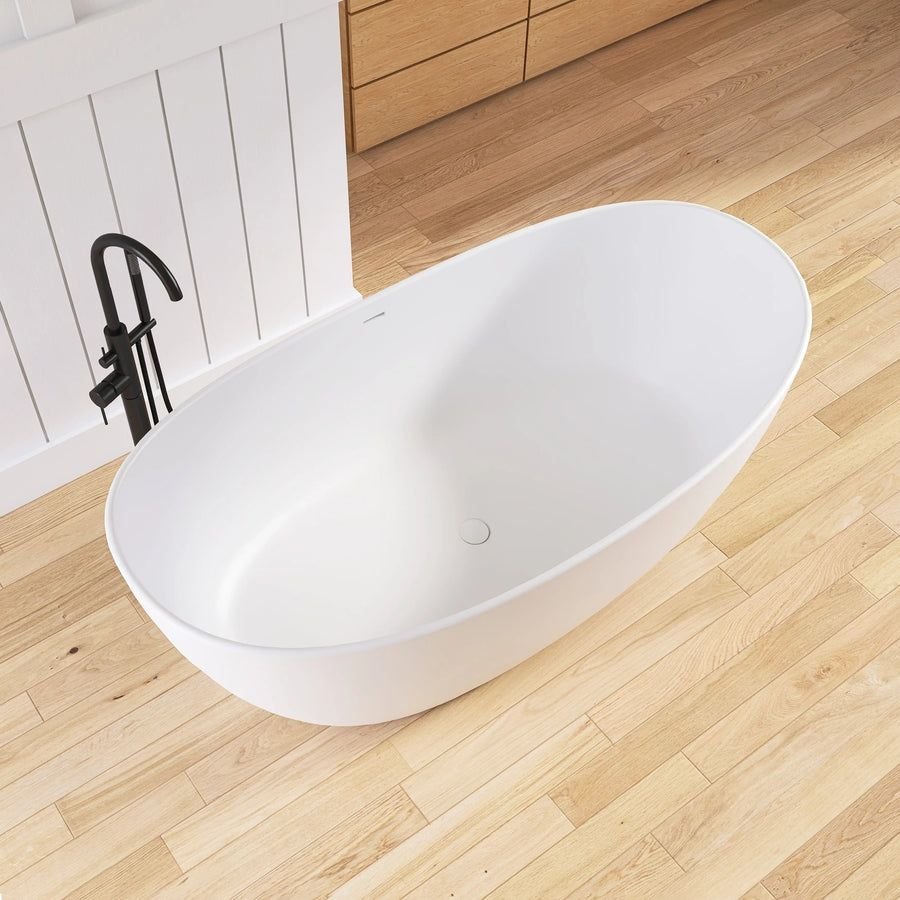 Bathroom idea with the New England Home Goods 65" Black Solid Surface Freestanding Bathtub De, New England Home Goods
