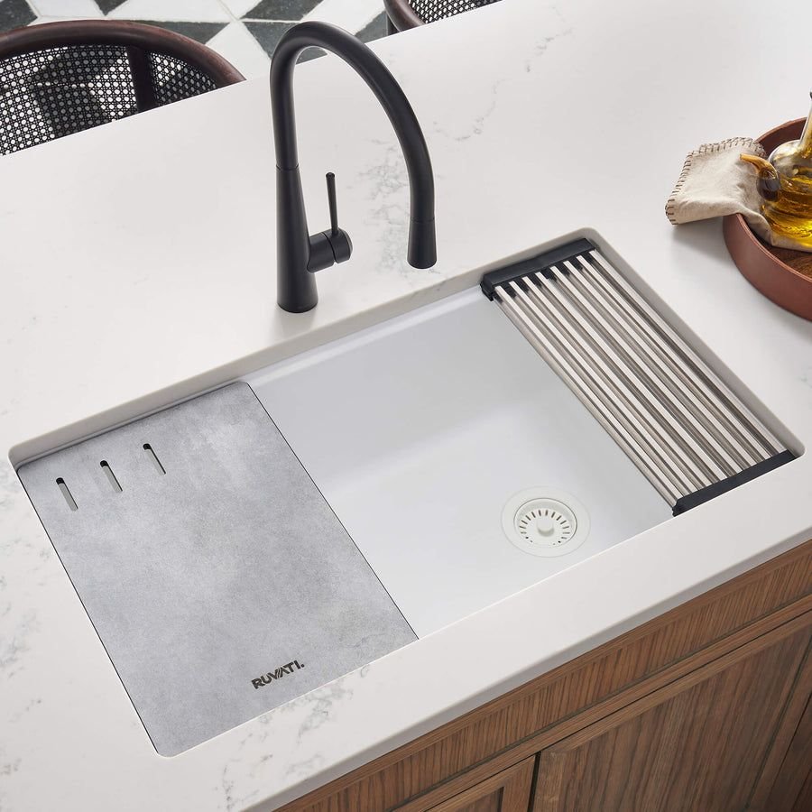 Kitchen idea with the Ruvati 33-inch Granite Composite Workstation Undermount Kitchen Sink S, Ruvati