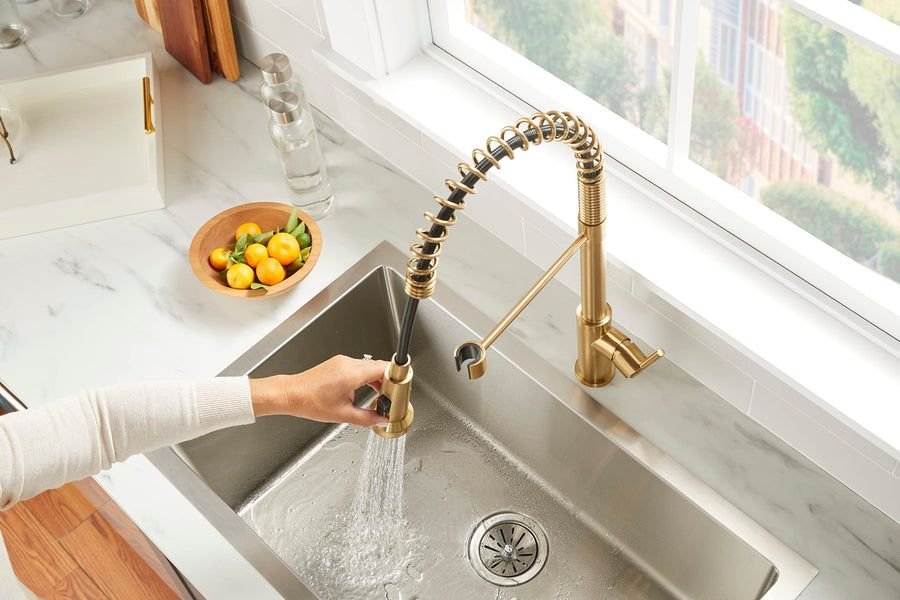 Kitchen idea with the Parma® Single Handle Pre-Rinse Pull-Down Kitchen Faucet, Gerber