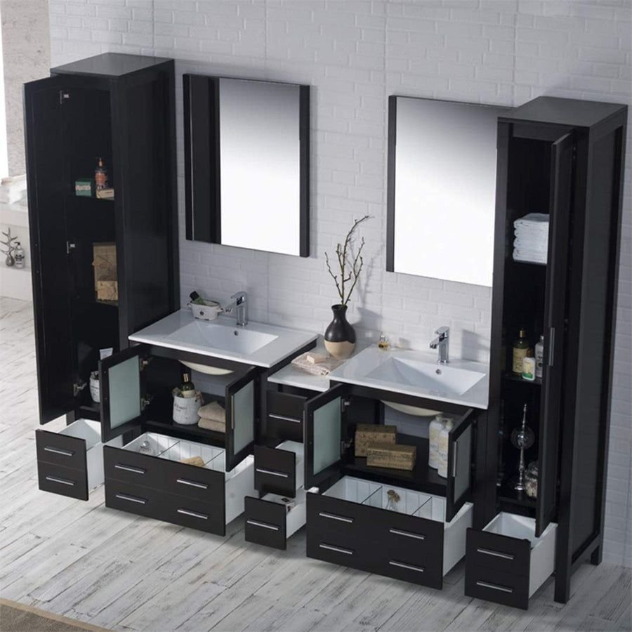 Bathroom idea with the Blossom Sydney 102" Espresso Freestanding Vanity With Integrated Doubl, Blossom