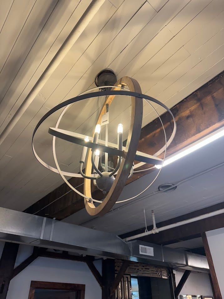 Living room idea with the Capital Lighting 330561IW Bluffton 6 Light Pendant Iron and Wood (Floo, Capital Lighting
