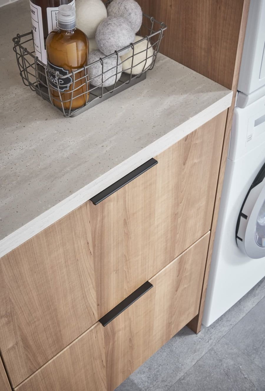 Kitchen idea with the Elements A500-4MB 4" Overall Length Matte Black Edgefield Cabinet Tab, Elements