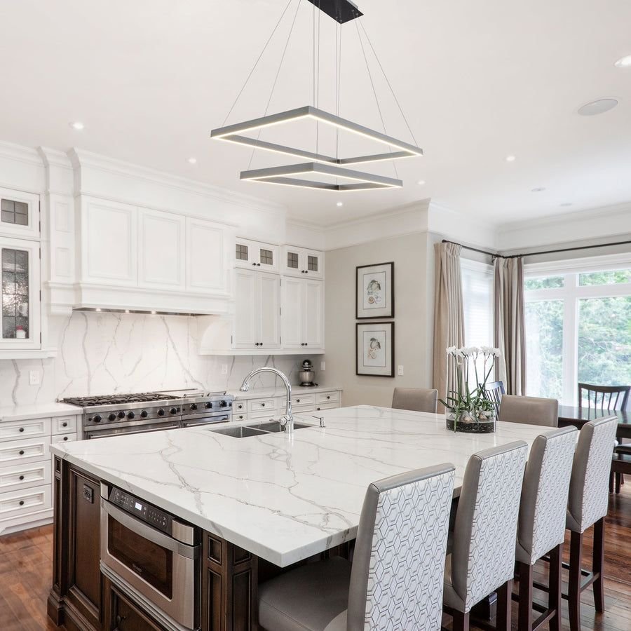 Living room idea with the VONN Atria Duo VMC31710AL 29" Integrated LED ETL Certified Chandelier, VONN
