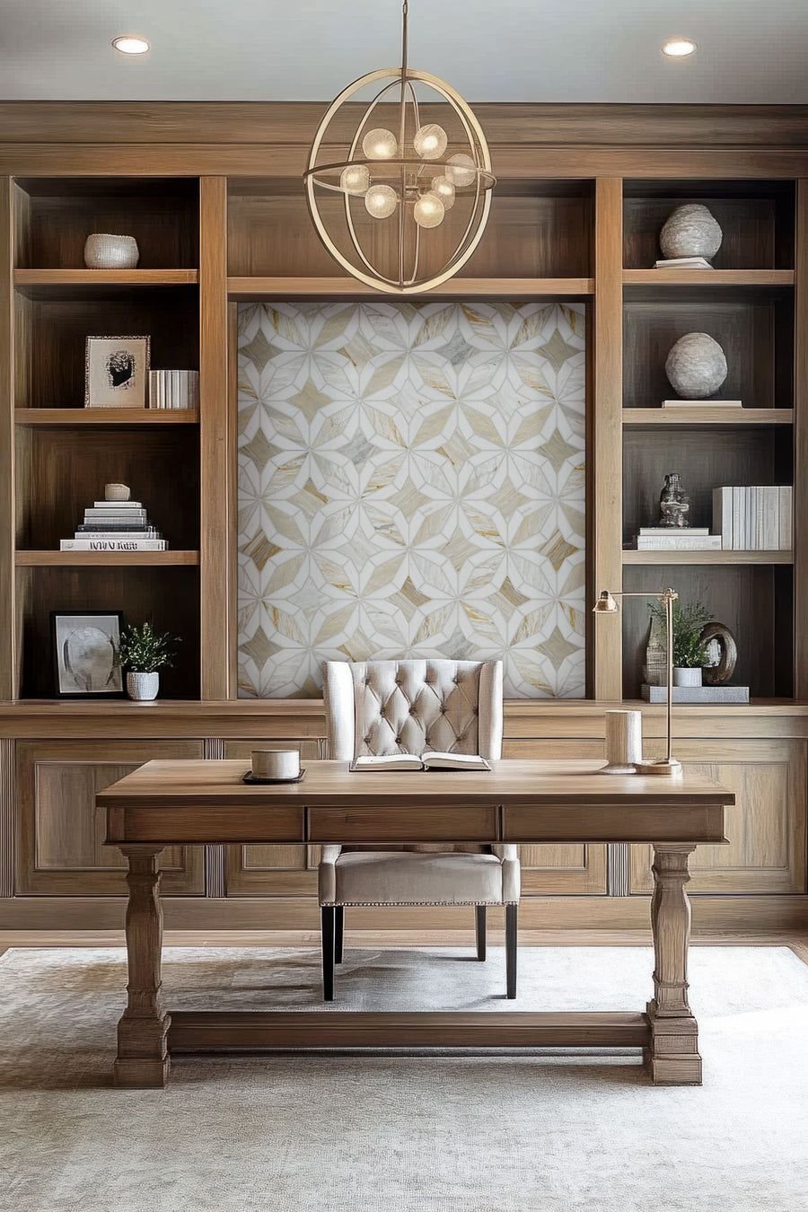 Tile idea with the MSI Athena Gold Estrella Polished Marble Mosaic Tile, Floor and Wall, MSI