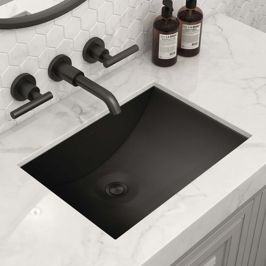 Bathroom idea with the Ruvati 16 x 13 inch Gunmetal Black Undermount Bathroom Sink Stainless, Ruvati