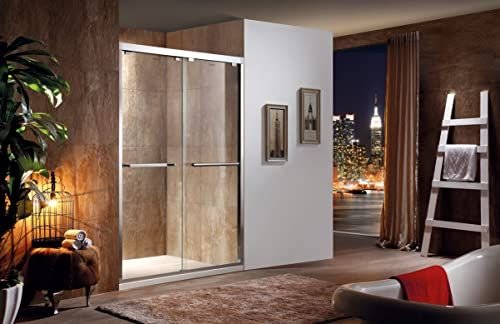 Bathroom idea with the Framed Double Sliding Shower Door, 56”-60” ×76”, 5/16”(8mm) Clear Temp, MoSweet