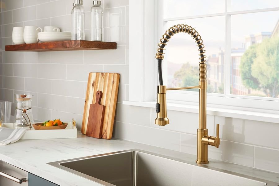 Kitchen idea with the Parma® Single Handle Pre-Rinse Pull-Down Kitchen Faucet, Gerber