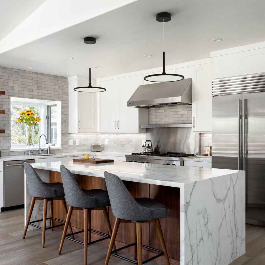 Living room idea with the VONN Salm VMC31810BL 17" Integrated LED ETL Certified Pendant, Height, VONN
