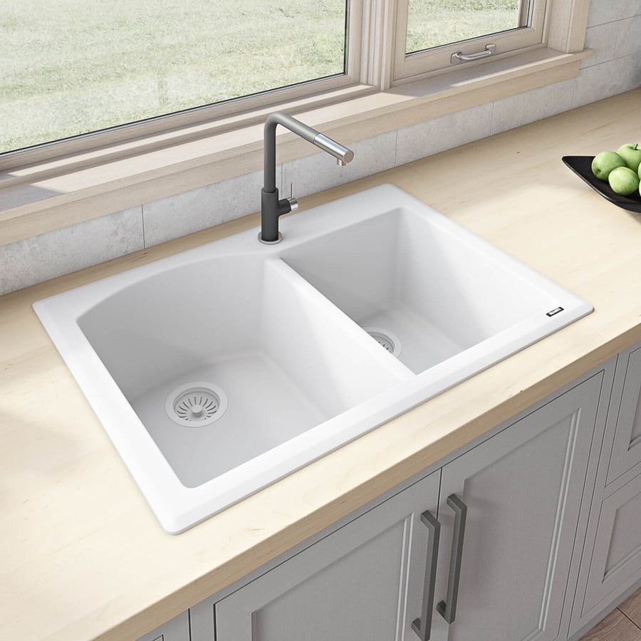 Kitchen idea with the Ruvati 33 x 22 inch epiGranite Dual-Mount Granite Composite Double Bow, Ruvati