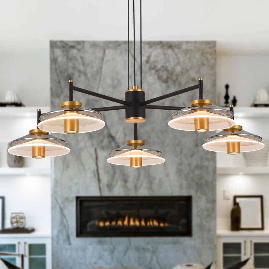Living room idea with the VONN Artisan Verona VAC3315BL 31" Integrated LED ETL Certified Pendant, VONN