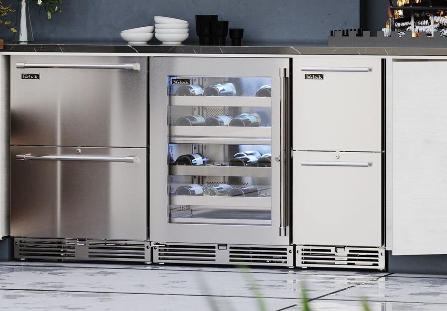 Living room idea with the Perlick 24" Signature Series Built-In Wine Cooler with 32 Bottle Capac, Perlick