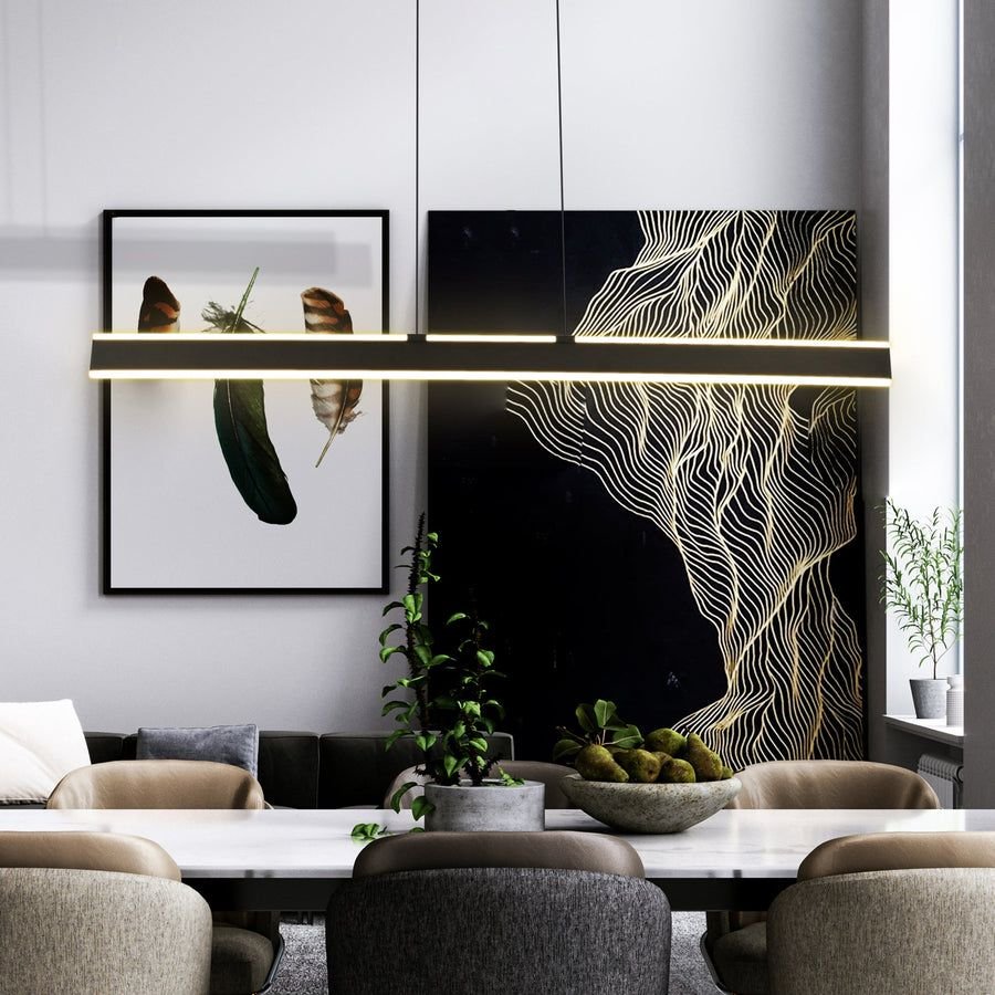 Living room idea with the VONN Wezen VMC36904BL 48" Up-Down Integrated LED ETL Certified Pendant, VONN
