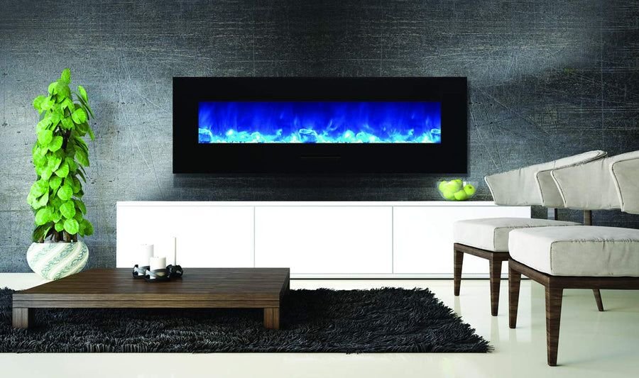 Living room idea with the Amantii WM-FM-60-7023-BG Wall Mount/ Flush Mount Smart Electric 60" In, Amantii