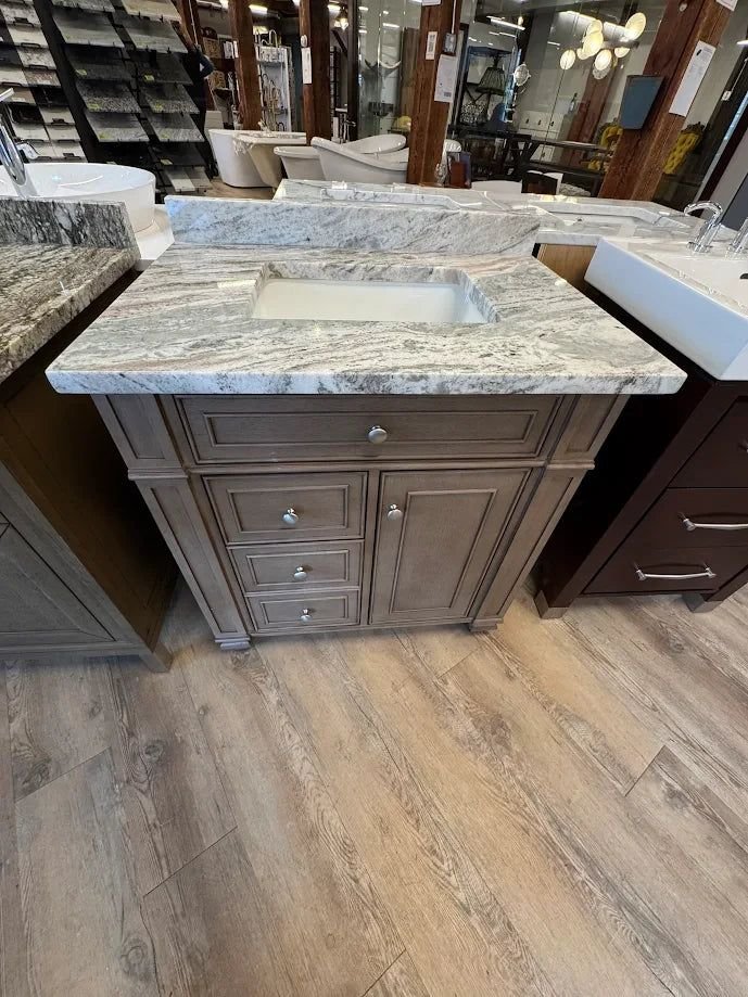 Bathroom idea with the 30" James Martin Vanity + Fanasty Brown Top, Showroom
