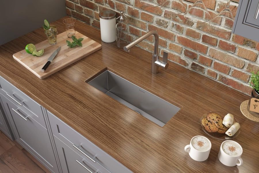 Kitchen idea with the Ruvati 23" x 8" Bar Prep Sink Narrow Trough Undermount 16 Gauge Stainl, Ruvati