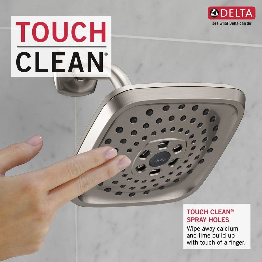 Bathroom idea with the DELTA Monitor® 14 Series Tub & Shower Trim in Stainless Tolva 144724-S, DELTA