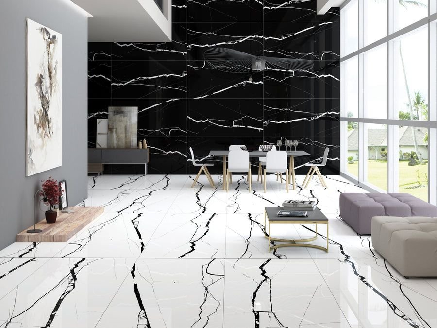 Kitchen idea with the MSI Spider White 24" x 48" Polished Porcelain Floor and Wall Tile (Cas, MSI