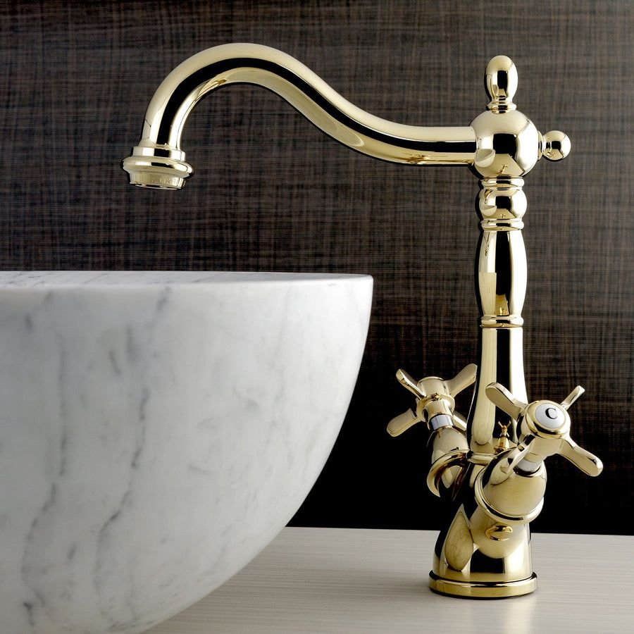 Bathroom idea with the Essex KS1492BEX Two-Handle 1-or-3 Hole Deck Mount Vessel Faucet, Polis, Kingston Brass