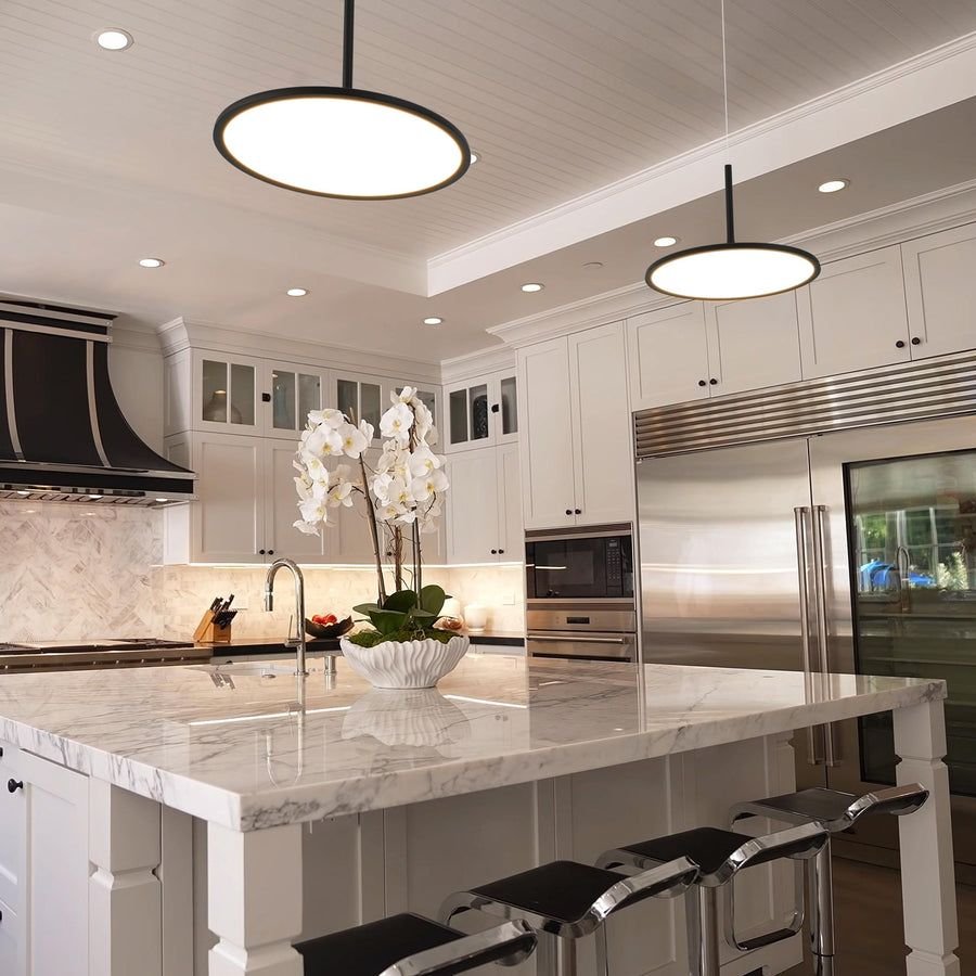 Living room idea with the VONN Salm VMC31810BL 17" Integrated LED ETL Certified Pendant, Height, VONN
