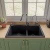 Kitchen idea with the Brushed Nickel Square Gooseneck Pull Down Kitchen Faucet, ALFI