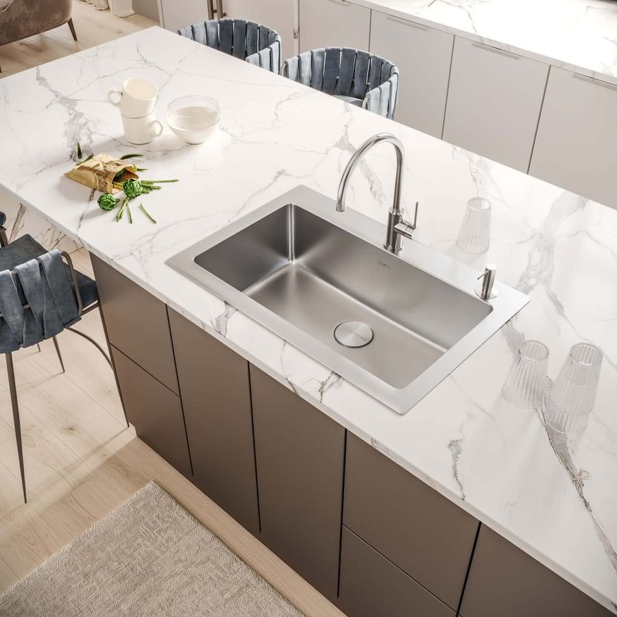 Kitchen idea with the Ruvati 33 x 22 inch Drop-in Topmount Kitchen Sink 16 Gauge Stainless S, Ruvati