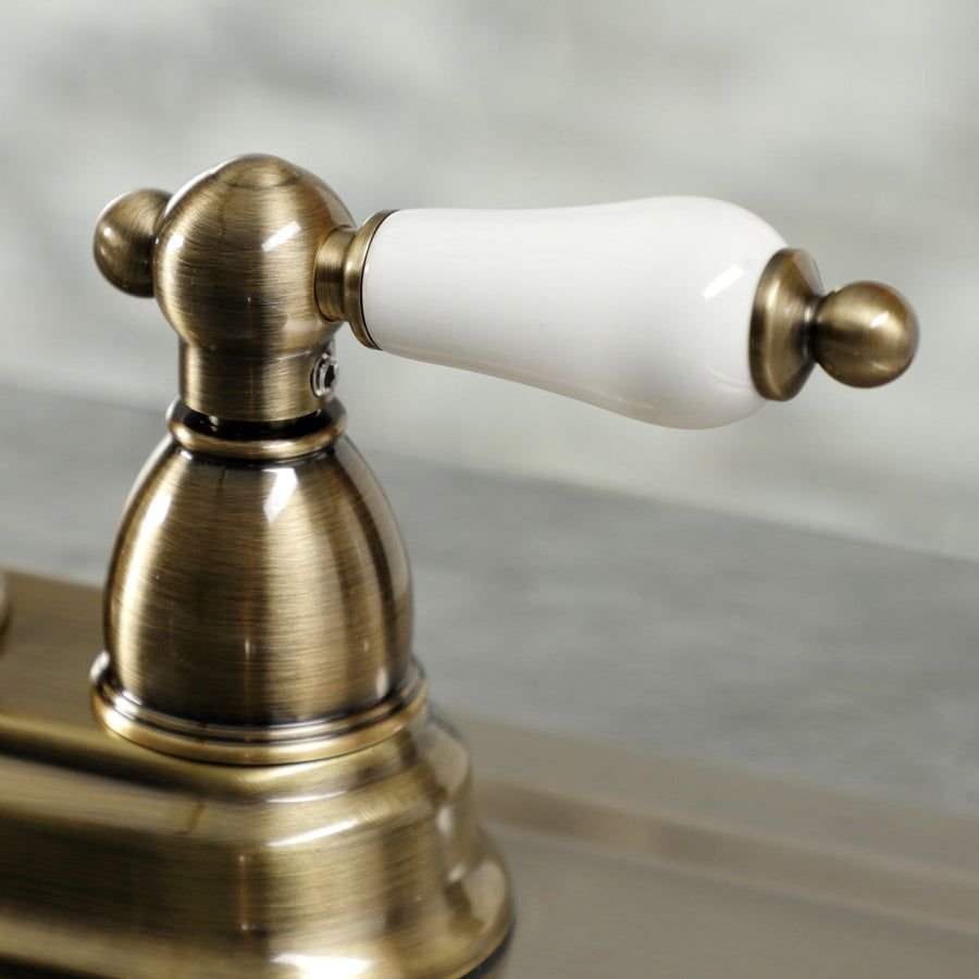 Kitchen idea with the Heritage KB1493PL Two-Handle 2-Hole Deck Mount Bar Faucet, Antique Bra, Kingston Brass