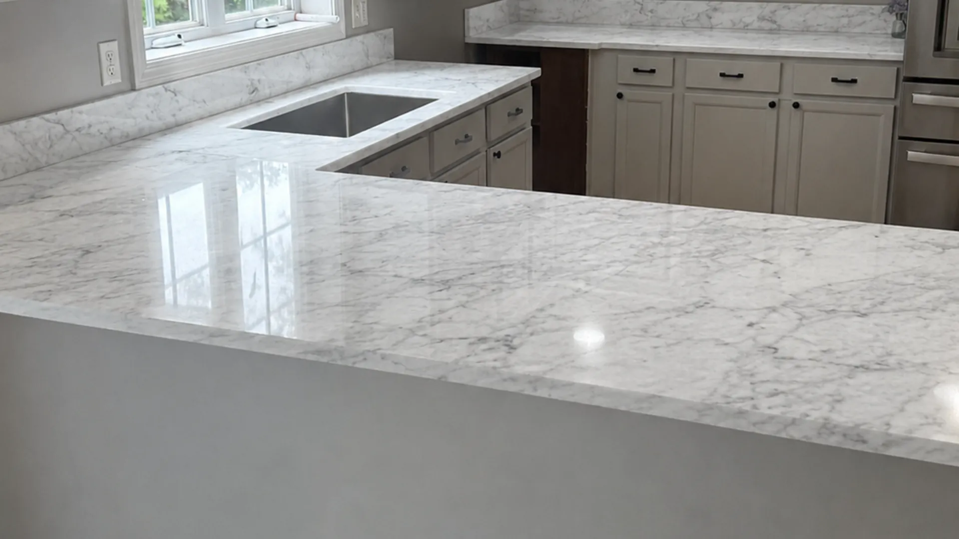 Marble countertop in a kitchen