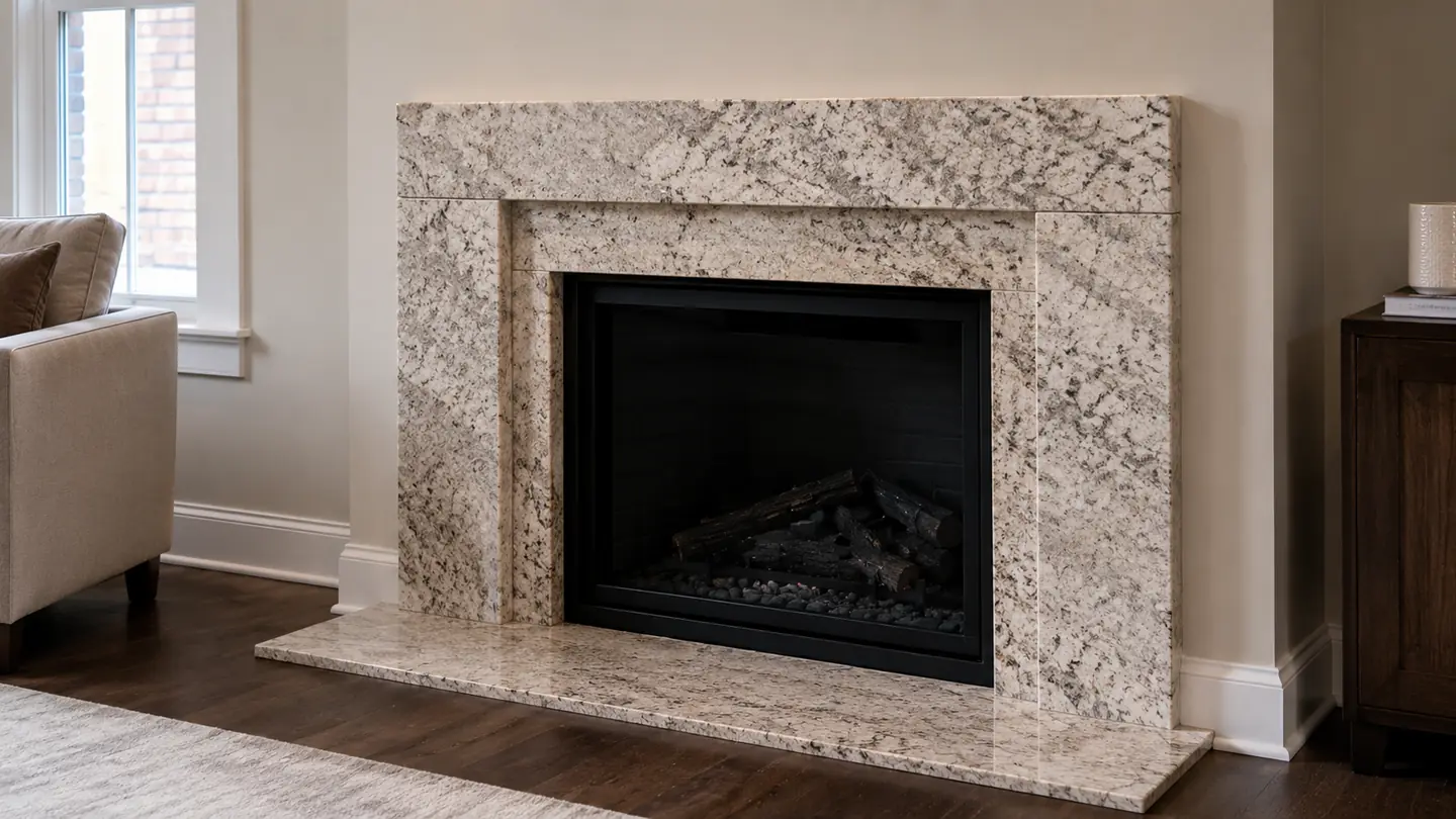 Granite fireplace surround and hearth