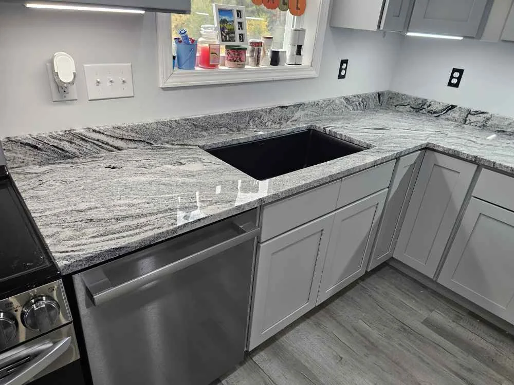 Silver Cloud granite kitchen