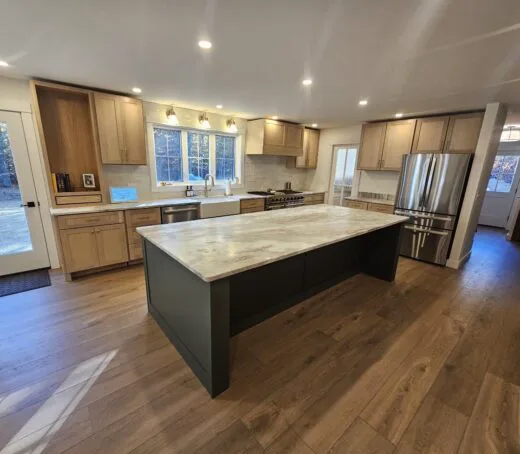 Quartzite waterfall-edge kitchen island